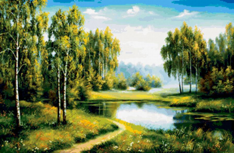 Пейзаж, березы, река - река, пейзаж, березы - предпросмотр