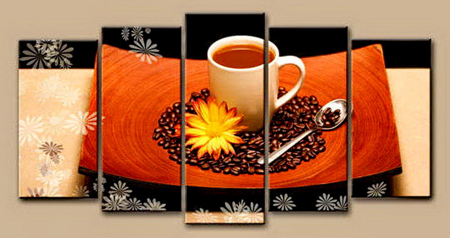 кофе - кофе, кухня, чашка, натюрморт, посуда, цветы, живопись - оригинал