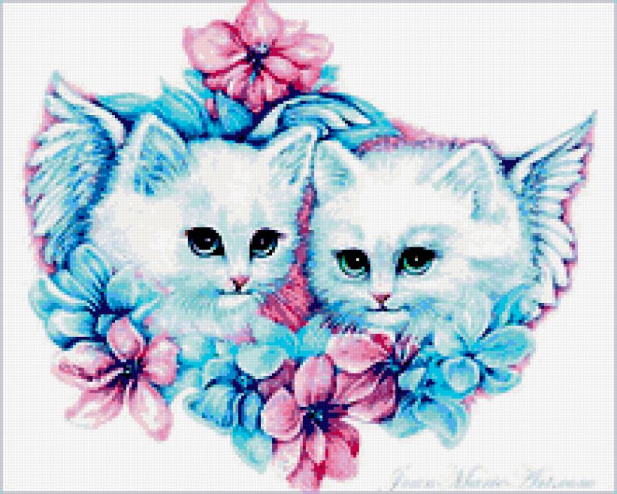 ангелочки - котенок, кот, лапушка, милашка, цветы - предпросмотр