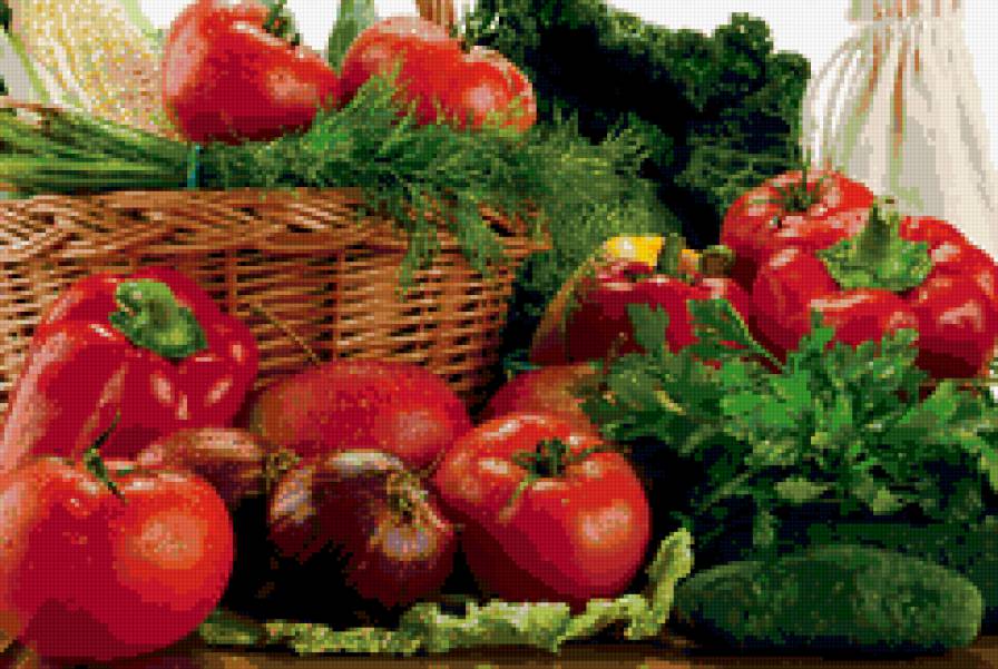 свежие овощи в корзине 80 - натюрморт, овощи, кухня - предпросмотр
