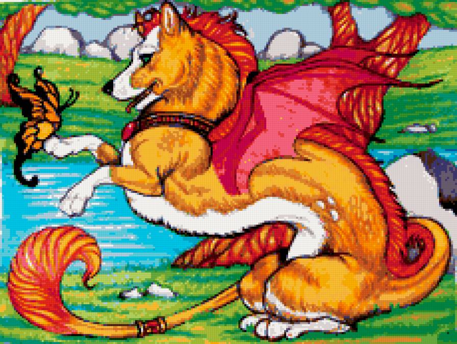 крылатая собака - фентези, миф, животные, сказка, мифология - предпросмотр