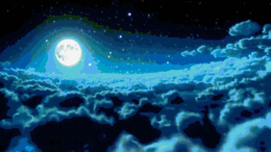 Луна и облака - планета, космос, луна - предпросмотр