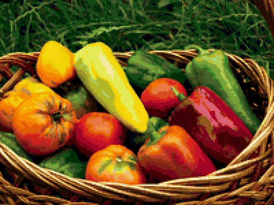 натюрморт на кухню - зелень, на кухню, помидоры, овощи, натюрморт - предпросмотр