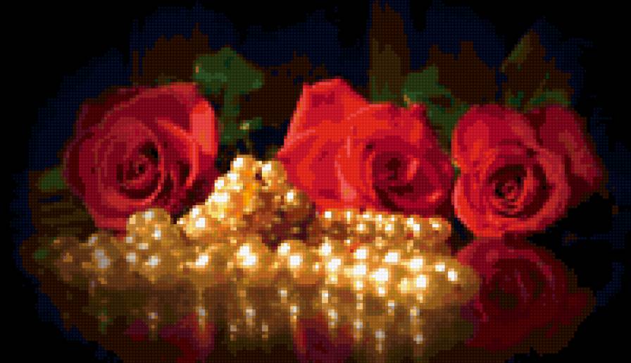 Нежность - розы, бусы, жемчуг - предпросмотр