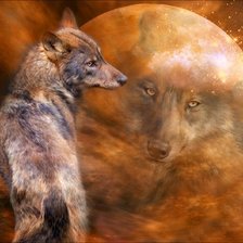 Схема вышивки «волк и луна»