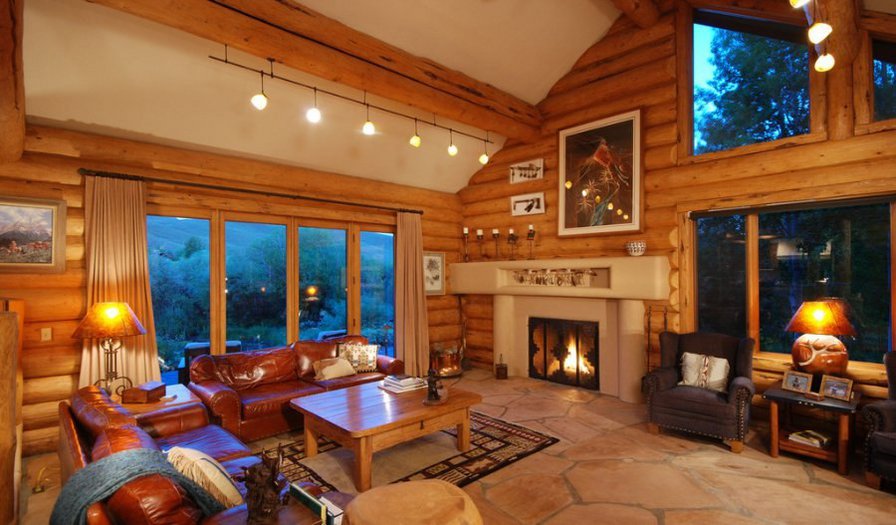 комната - вид, уют, камин, окно, дом - оригинал