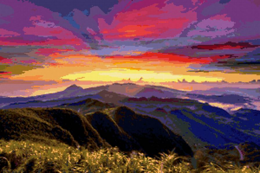 Рассвет - пейзаж, природа, горы - предпросмотр