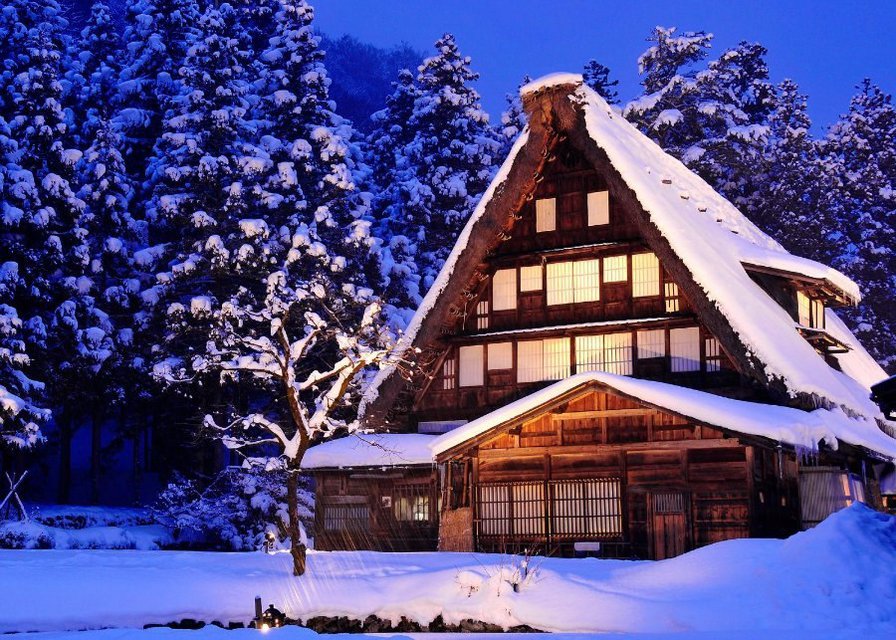 дом - природа, зима, лес, дом - оригинал