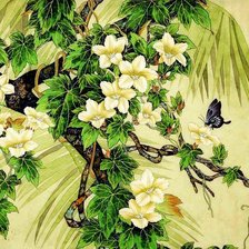 Схема вышивки «цветы и бабочка»