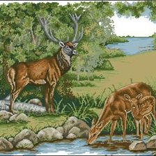 Схема вышивки «олени»