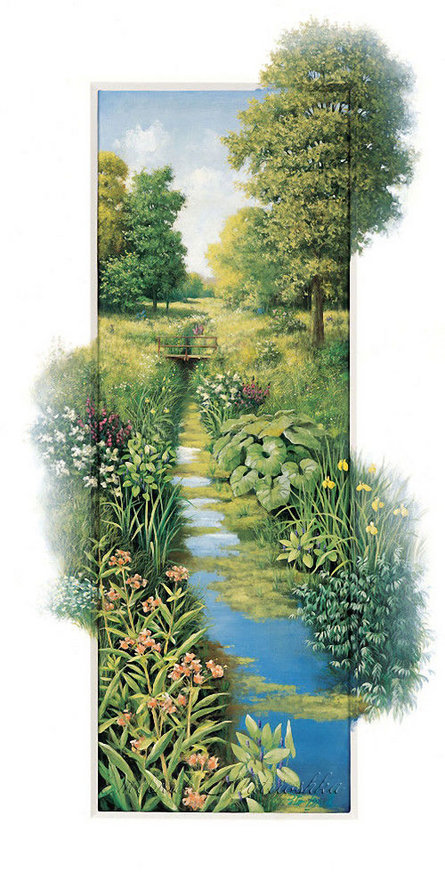 летний пейзаж - лето, деревья, природа, вода - оригинал