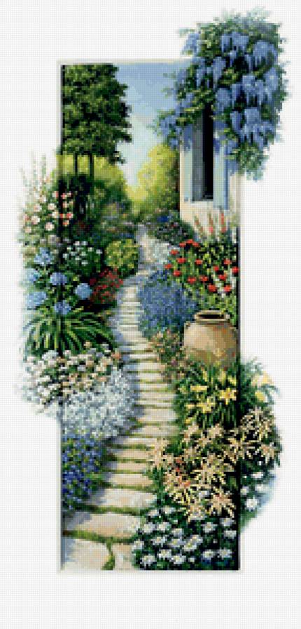 летний пейзаж - лето, цветы, дом - предпросмотр