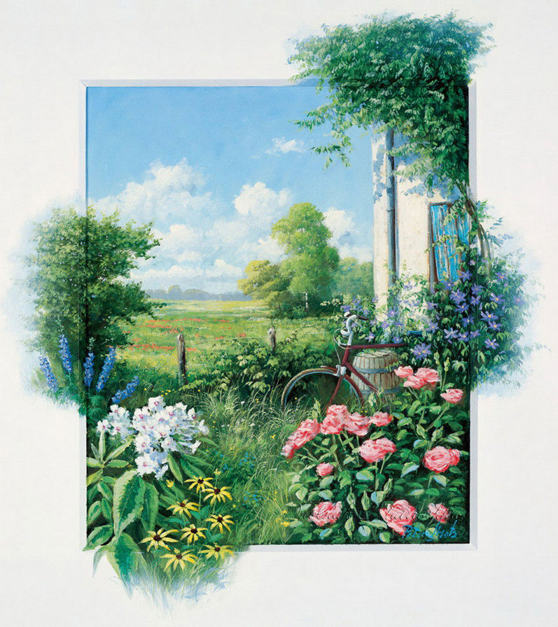 летний пейзаж - лето, природа, цветы - оригинал