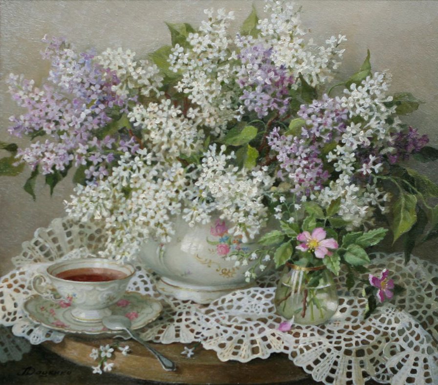 сирень на салфетке - оригинал