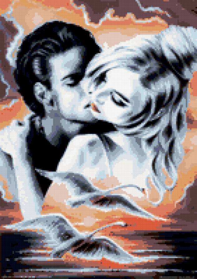 любовь - романтика, лебеди, любовь, закат - предпросмотр