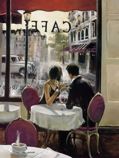 Завтрак в Париже - счастье, рипаж, завтрак, кофе, пара, париж, радость - оригинал