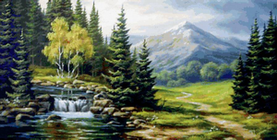 Пейзаж, лес, река, горы - река, пейзаж, горы, лес - предпросмотр