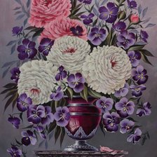 Схема вышивки «пионы в вазе-2»