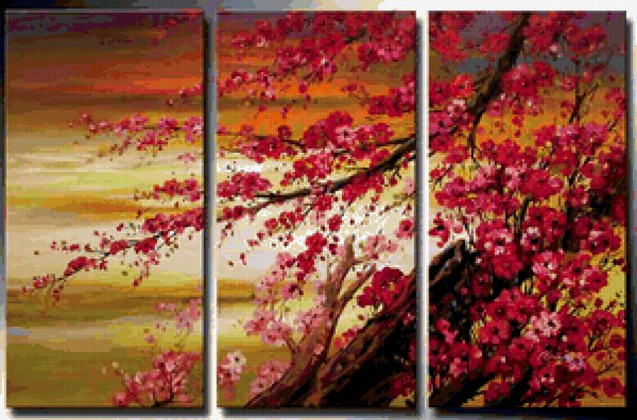 триптих - цветение - предпросмотр