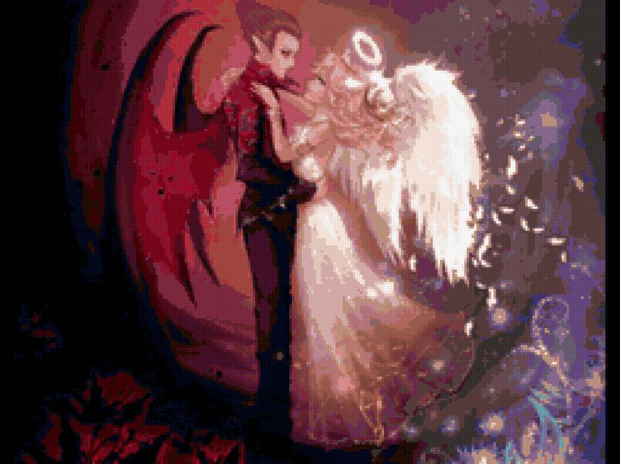 Ангел и демон - фэнтези, девушка, ангел - предпросмотр