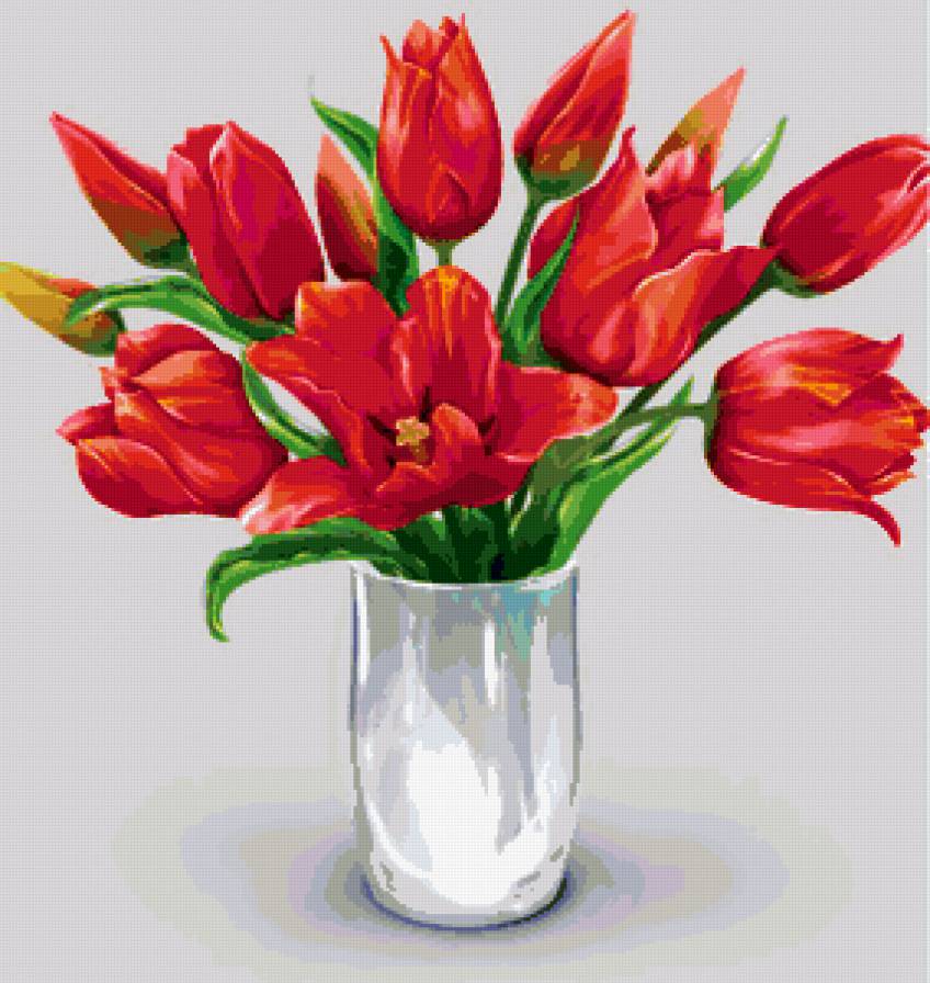 тюльпаны в вазе - предпросмотр