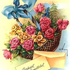 Оригинал схемы вышивки «розы в корзине» (№365371)