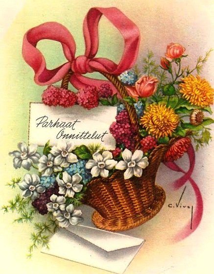 букет цветов в корзине - оригинал