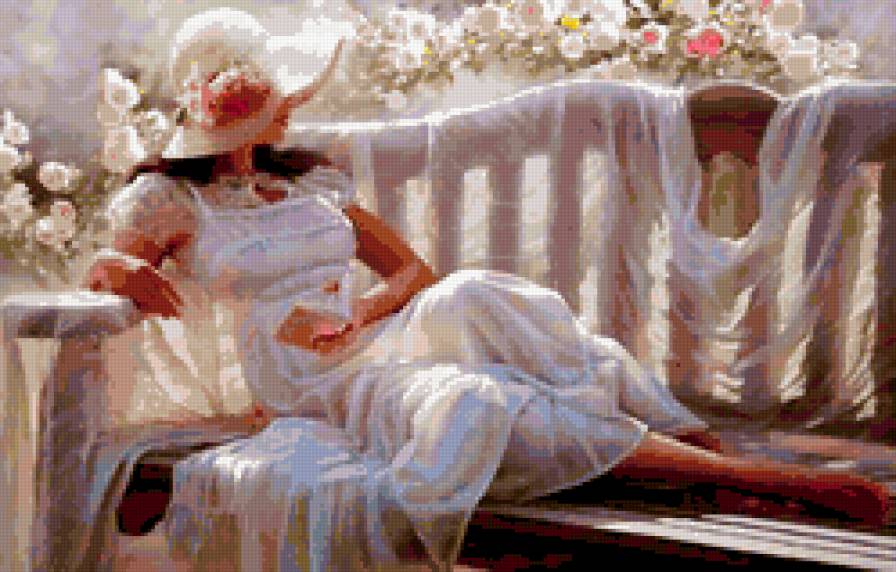 девушка - образ, женщина, она, девушка, книга, цветы - предпросмотр