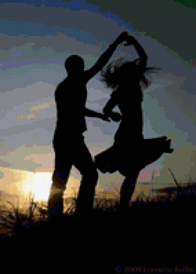 двое - пара, она, девушка, мужчина, закат, образ, женщина, он, парень, танец - предпросмотр