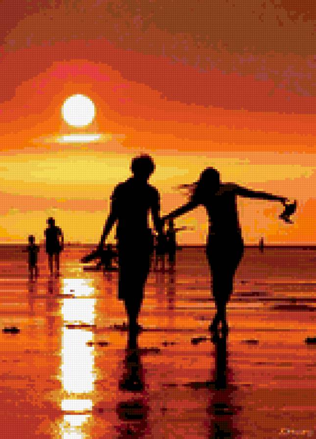 двое - закат, он, образ, парень, море, девушка, женщина, пара, мужчина, она - предпросмотр