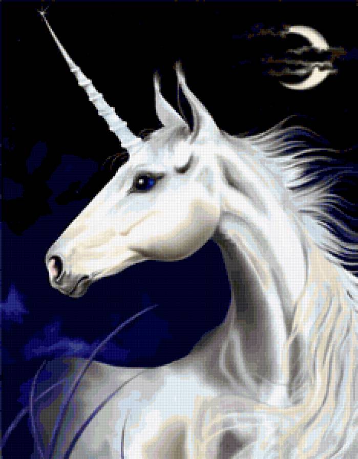 белый единорог - лошади - предпросмотр