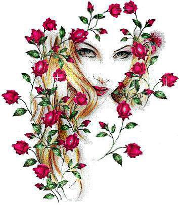 Цветочное лицо - цветы, лицо, девушка - оригинал