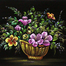Оригинал схемы вышивки «цветы в корзине» (№366852)