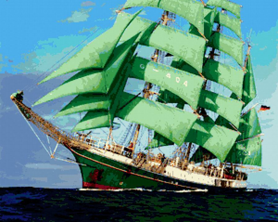 корабль - картина, корабль, море - предпросмотр