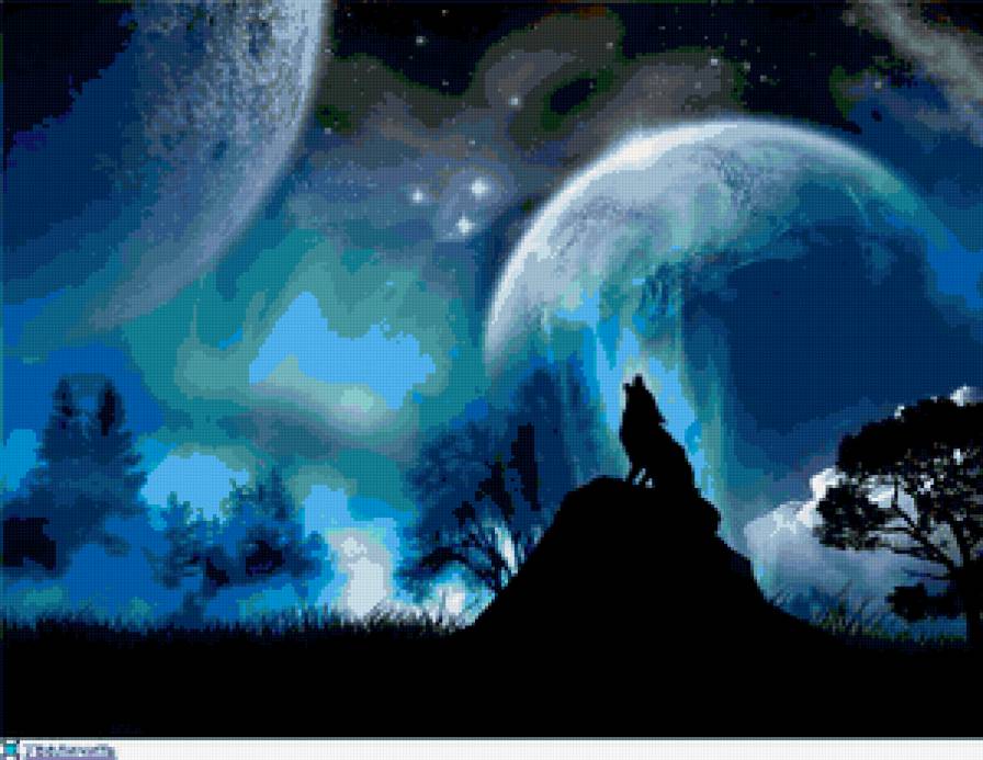 №367224 - ночь, волк, фэнтази - предпросмотр