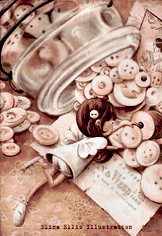 пуговицы - девочка, детям, ребенок, пуговицы, катушка - предпросмотр