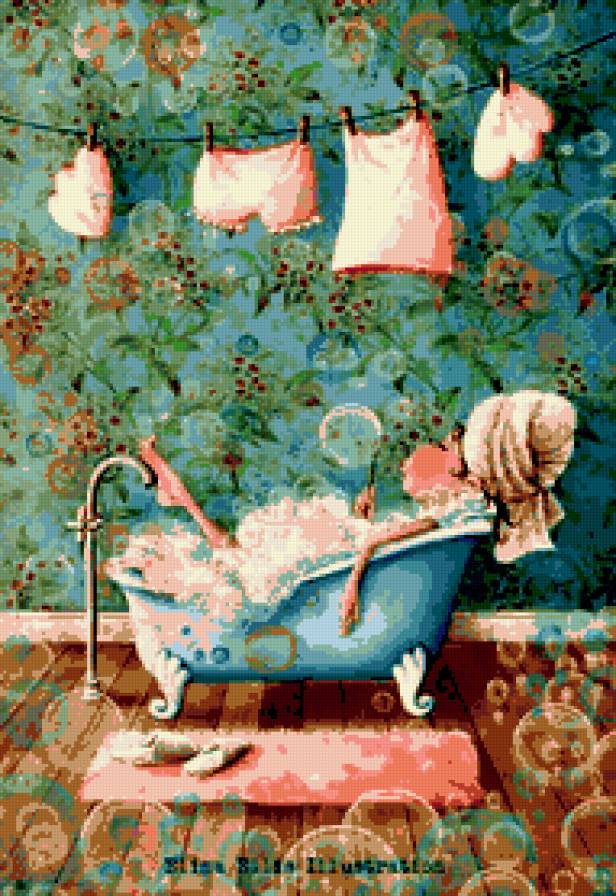 в ванной - пена, одежа, ванна, мыльные пузыри - предпросмотр