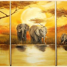 Схема вышивки «Африканские слоны-триптих»
