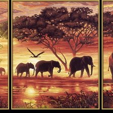 Схема вышивки «триптих-слоны»