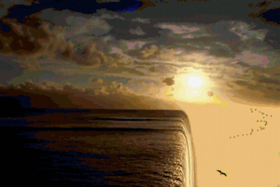 Безмятежность - небо, вода, край света, обрыв, водопад, полет, море, птицы - предпросмотр