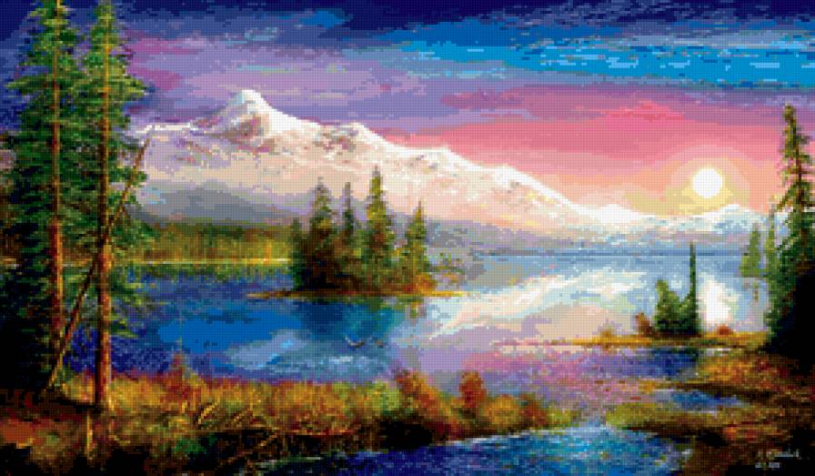 пейзаж - озеро, природа, пруд, пейзаж, парк - предпросмотр