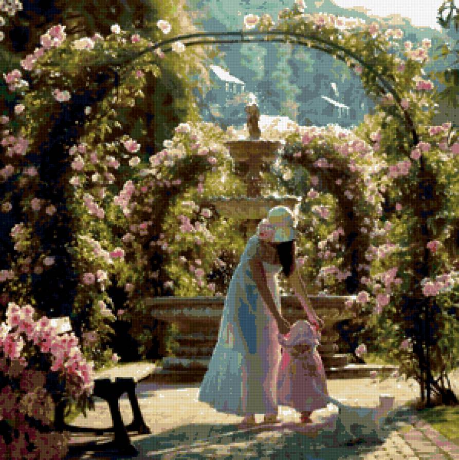 Мама - девочка, кот, арка, ребенок, мать, роза, дети, мир, любовь, кошка, детство - предпросмотр