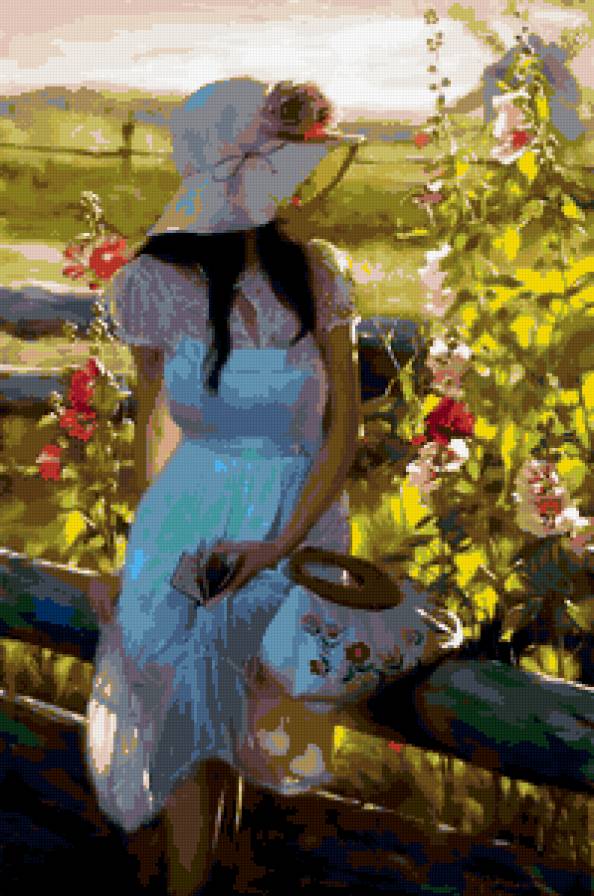 девушка - книга, образ, она, женщина, девушка, цветы - предпросмотр