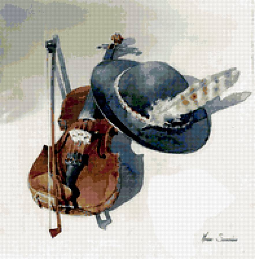 скрипка - музыка, музыкант, скрипка, ноты, шляпа - предпросмотр