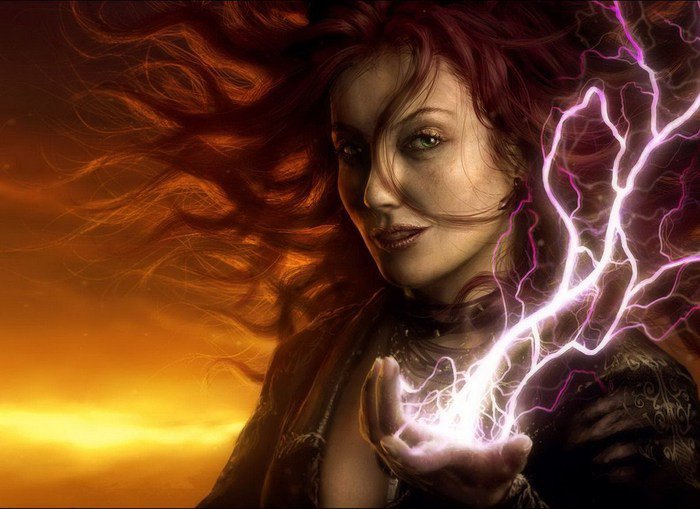 Маг молнии - девушка, маг, ведьма, фентези - оригинал