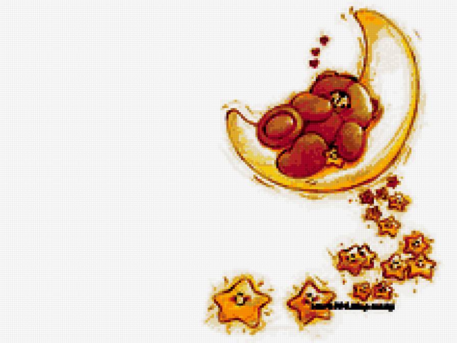 на луне - для детей, мишка, звездочки - предпросмотр