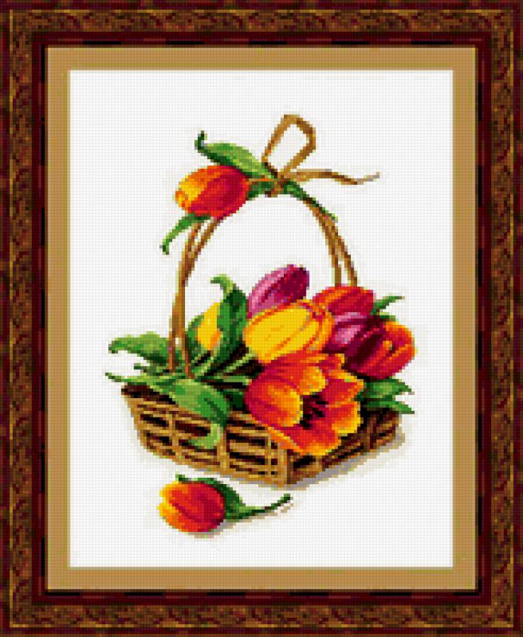 ранняя весна - весна, корзино, тюльпаны, цветы, букет - предпросмотр