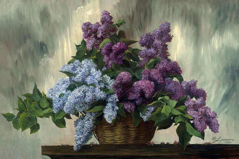 №369571 - цветы, весна, сирень, корзина, букет - оригинал