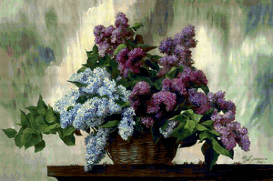 №369571 - сирень, корзина, весна, букет, цветы - предпросмотр