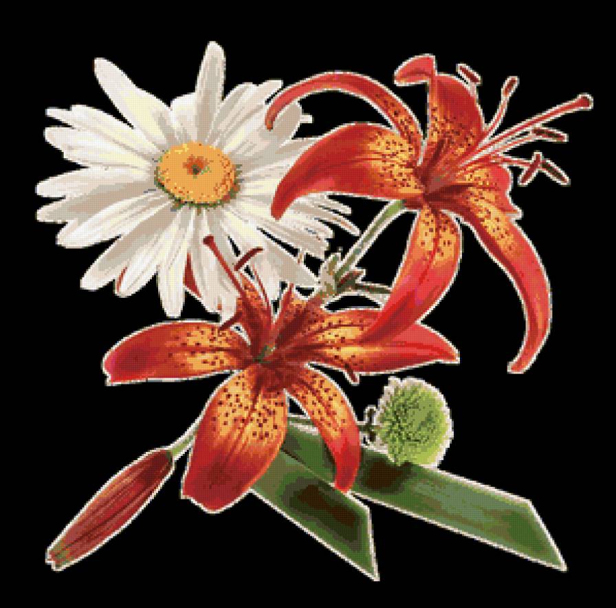 №369572 - ромашка, цветы, подушка, лилии - предпросмотр